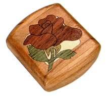 Wood Pill Box: Cherry with Rose Inlay