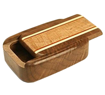 Wood Pill Box: Walnut with Burl Maple Inlay