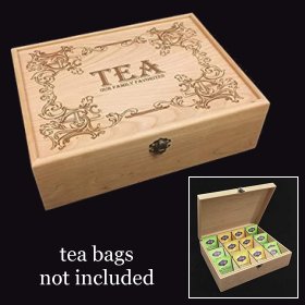 Unfinished Wooden Engraved Tea Box