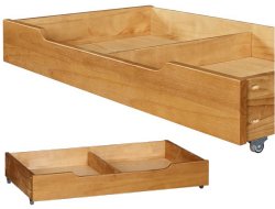 Solid Wood Storage Drawer with 4-Wheels