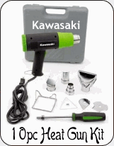 Kawasaki 840015 Black 10-Piece Heat Gun Kit