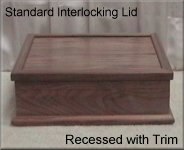 Walnut with Standard Interlocking Lid - Recessed Top with Trim
