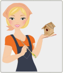 girl with birdhouse