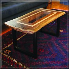 Walnut glass coffee table