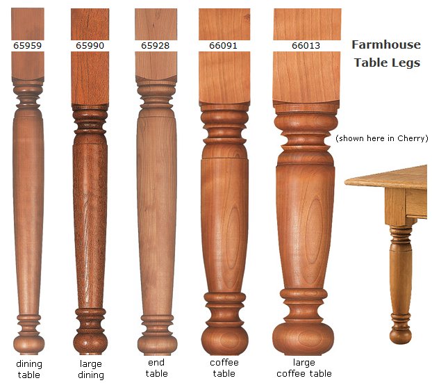 Unfinished Turned Table Legs