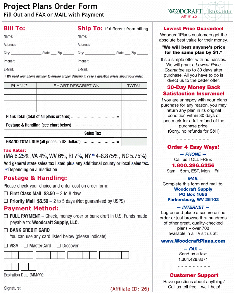 Print Your Own Order Form