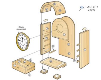 Arched-Top Clock with Drawers Woodworking Plan