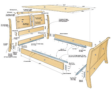 Sleigh Bed Exploded View