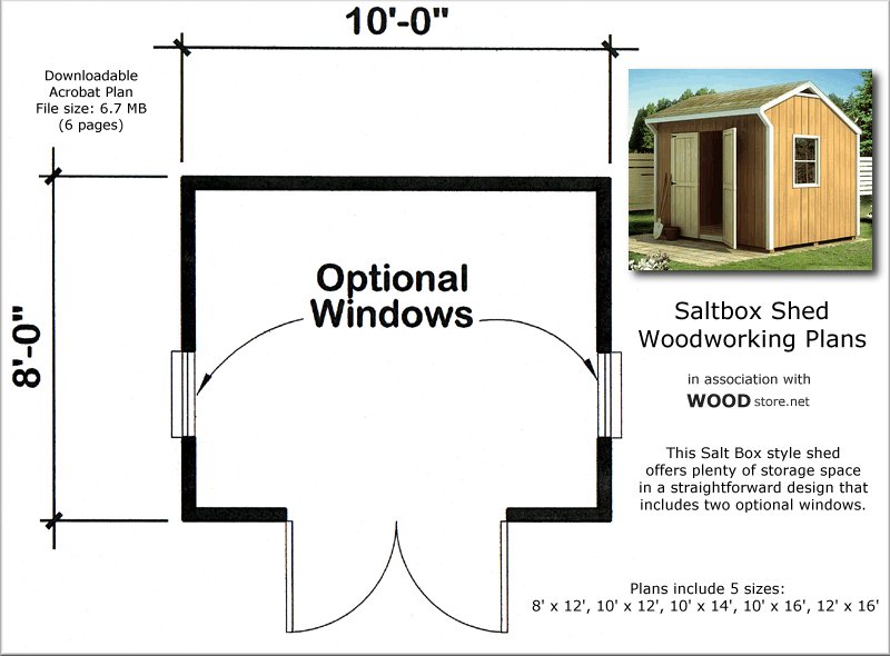 This Salt Box style shed offers plenty of storage space in a 