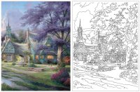 Larger View: Thomas Kinkade Coloring Book Image 1