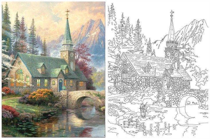 Thomas Kinkade Artistic Escapes Adult Coloring Pencil Kit Collection By  Hawthorne Village